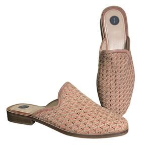 JOURNEE SIGNATURE‎ PERRI Women's Pink & Tan Woven Leather Slip-On Mule Size 9